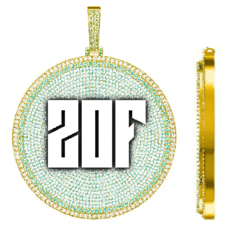 CUSTOM LETTER NECKLACE 3D BIG DISC sold by The GUU Shop