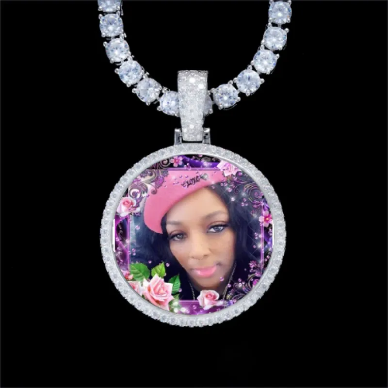 925S & VVS Moissanite 3D Circle Custom Picture Pendant sold by The GUU Shop