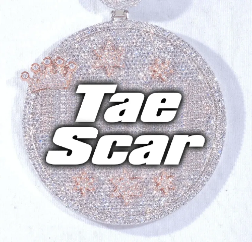 CUSTOM LETTER NECKLACE 3D BIG CROWN DISC sold by The GUU Shop