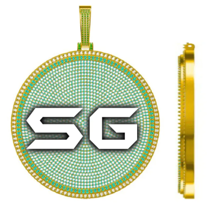 CUSTOM LETTER NECKLACE 3D BIG DISC sold by The GUU Shop