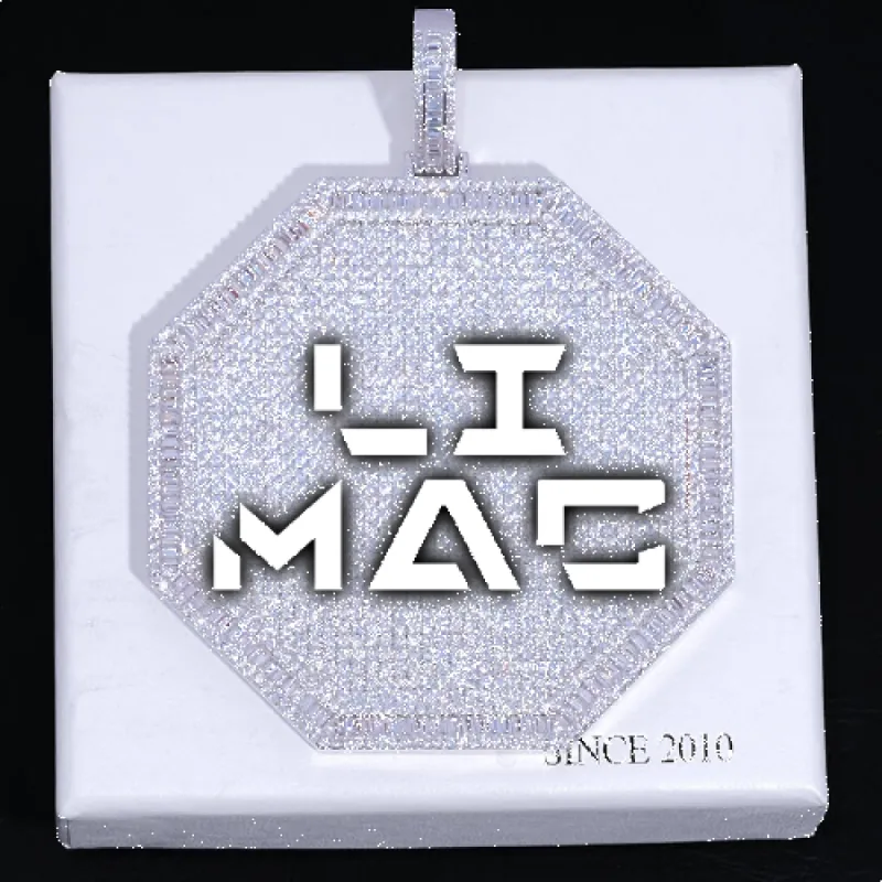 CUSTOM LETTER NECKLACE 3D BIG OCTAGON sold by The GUU Shop