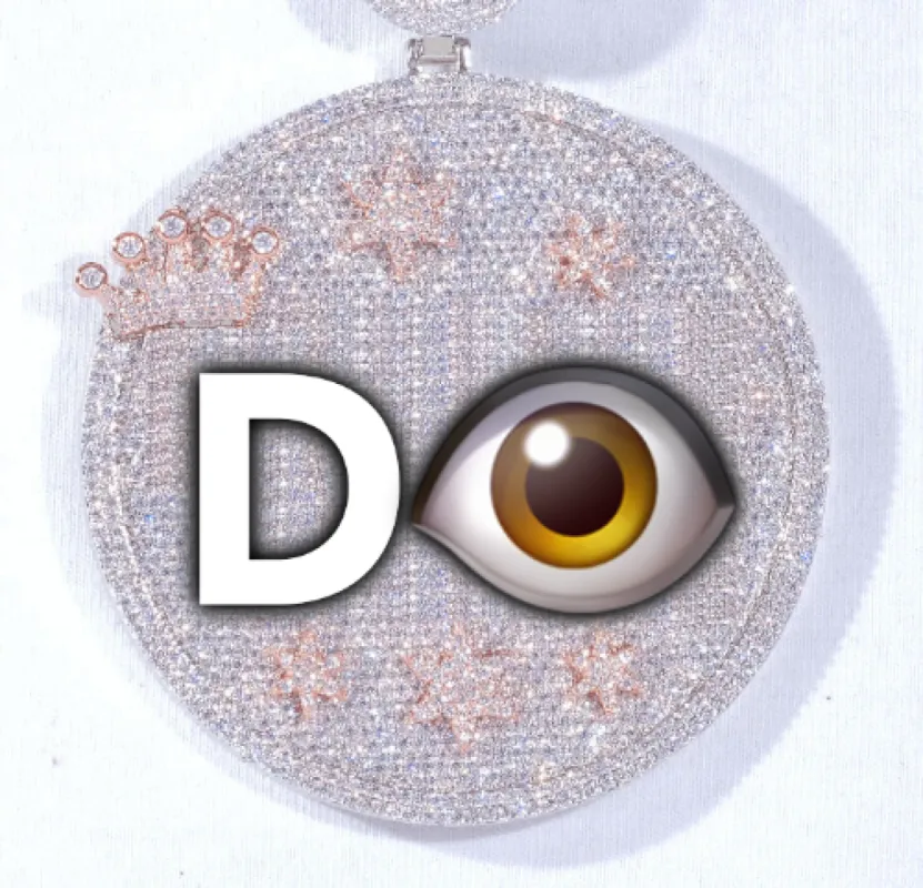 CUSTOM LETTER NECKLACE 3D BIG CROWN DISC sold by The GUU Shop