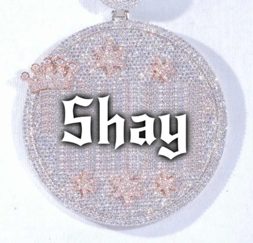 CUSTOM LETTER NECKLACE 3D BIG CROWN DISC sold by The GUU Shop