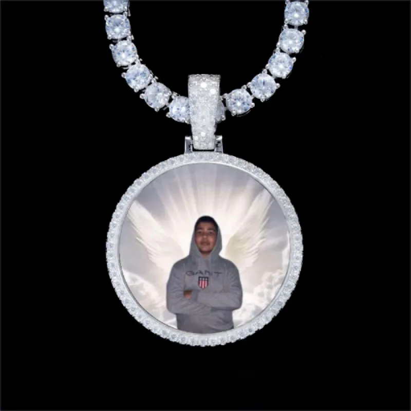 925S & VVS Moissanite 3D Circle Custom Picture Pendant sold by The GUU Shop
