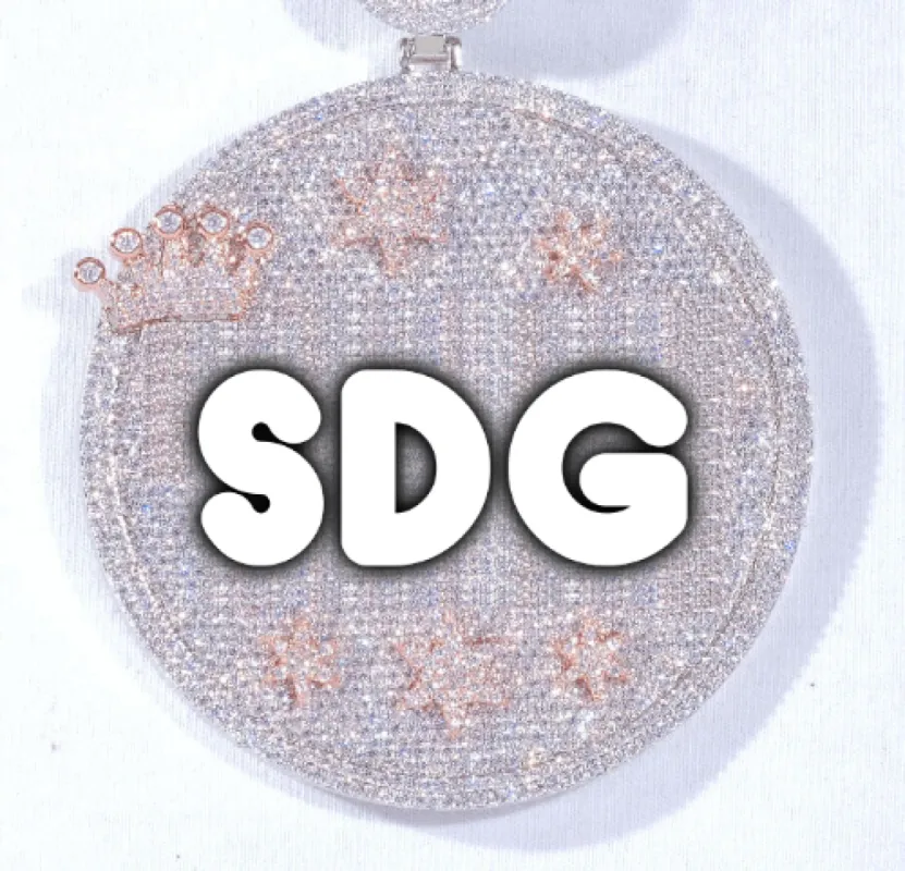 CUSTOM LETTER NECKLACE 3D BIG CROWN DISC sold by The GUU Shop
