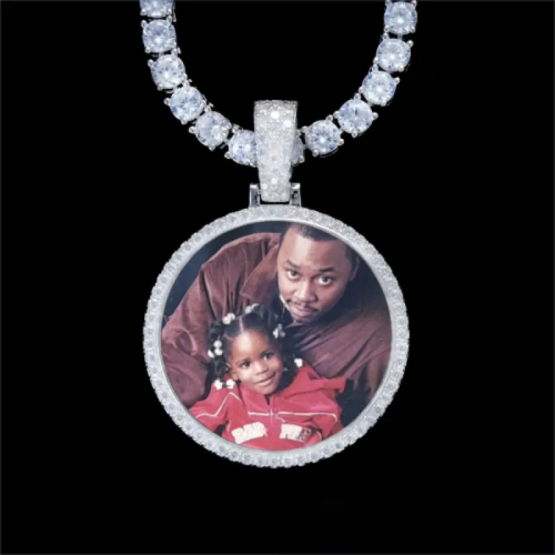 925S & VVS Moissanite 3D Circle Custom Picture Pendant sold by The GUU Shop
