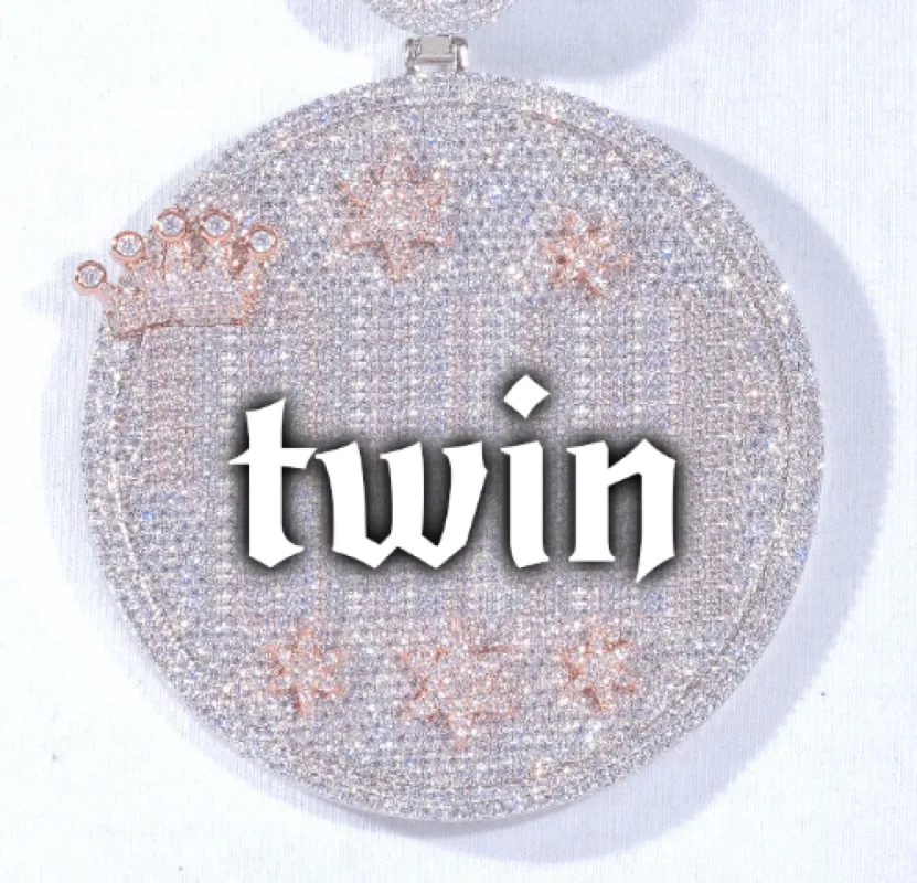 CUSTOM LETTER NECKLACE 3D BIG CROWN DISC sold by The GUU Shop