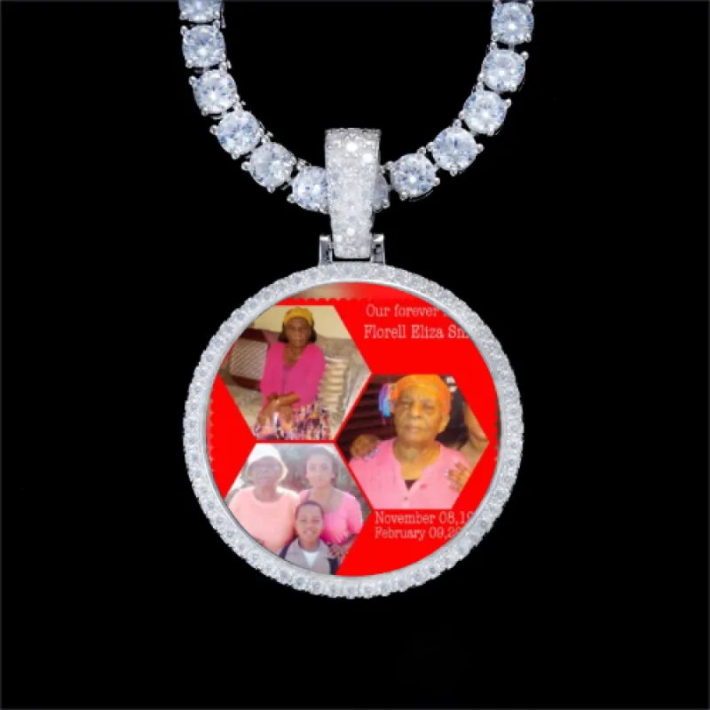 925S & VVS Moissanite 3D Circle Custom Picture Pendant sold by The GUU Shop