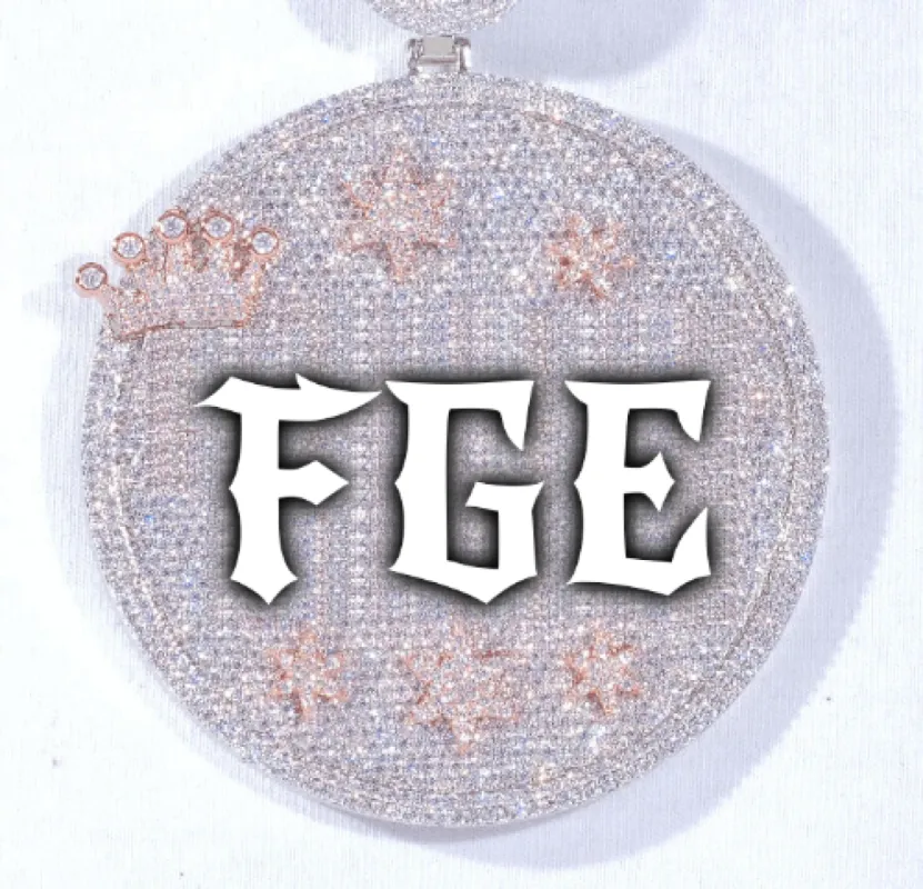 CUSTOM LETTER NECKLACE 3D BIG CROWN DISC sold by The GUU Shop