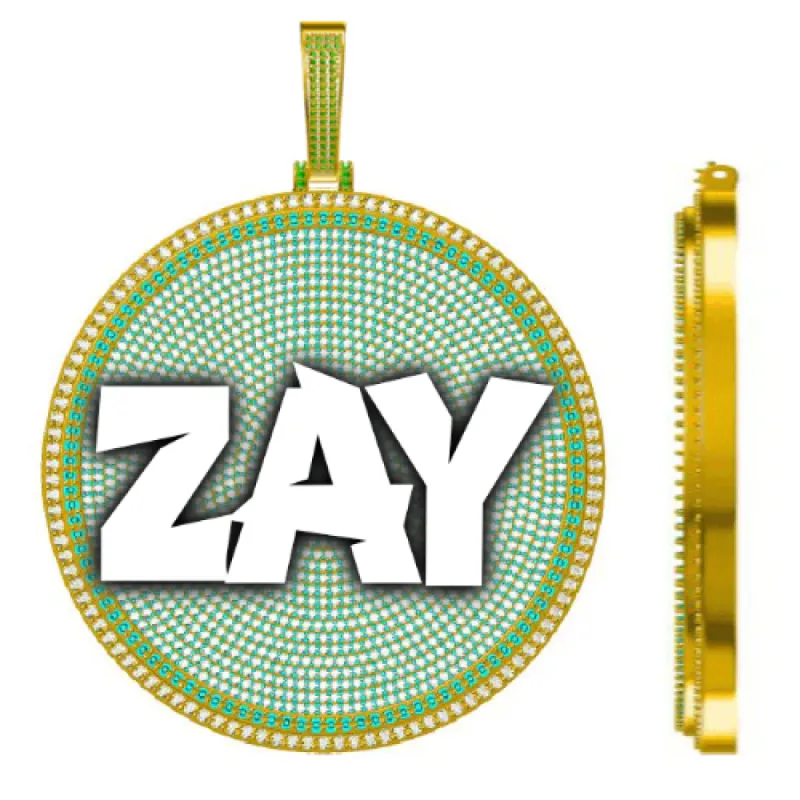 CUSTOM LETTER NECKLACE 3D BIG DISC sold by The GUU Shop