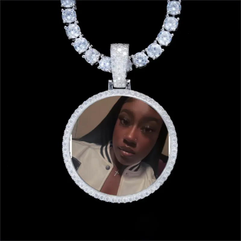 925S & VVS Moissanite 3D Circle Custom Picture Pendant sold by The GUU Shop
