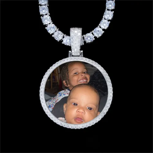 925S & VVS Moissanite 3D Circle Custom Picture Pendant sold by The GUU Shop