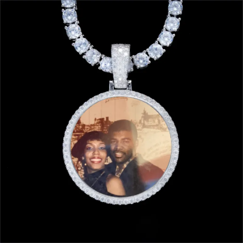 925S & VVS Moissanite 3D Circle Custom Picture Pendant sold by The GUU Shop