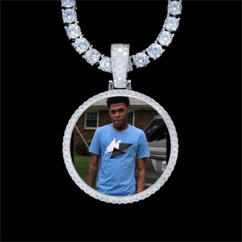 925S & VVS Moissanite 3D Circle Custom Picture Pendant sold by The GUU Shop