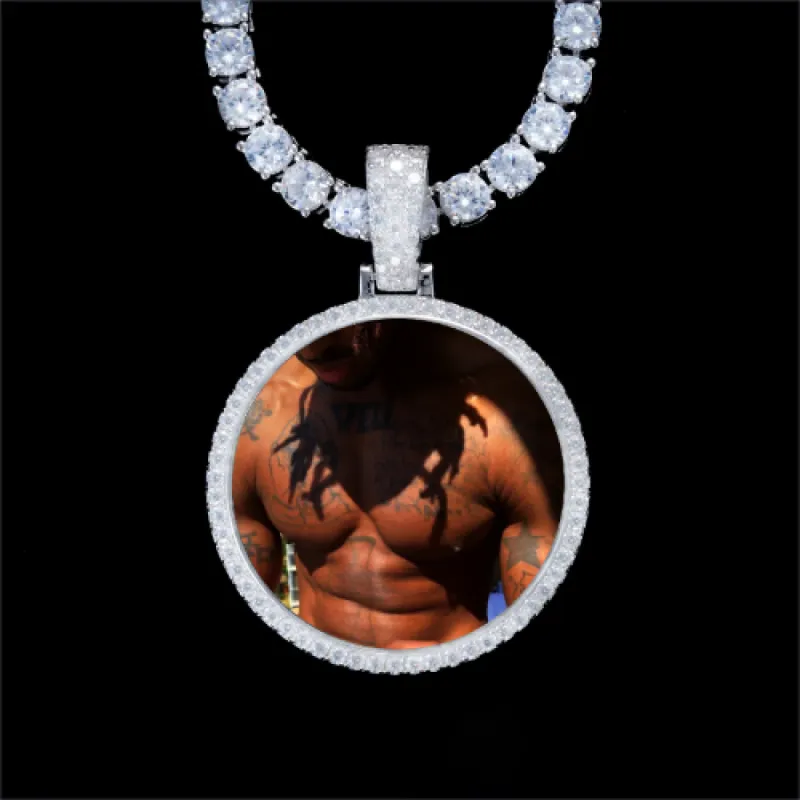 925S & VVS Moissanite 3D Circle Custom Picture Pendant sold by The GUU Shop