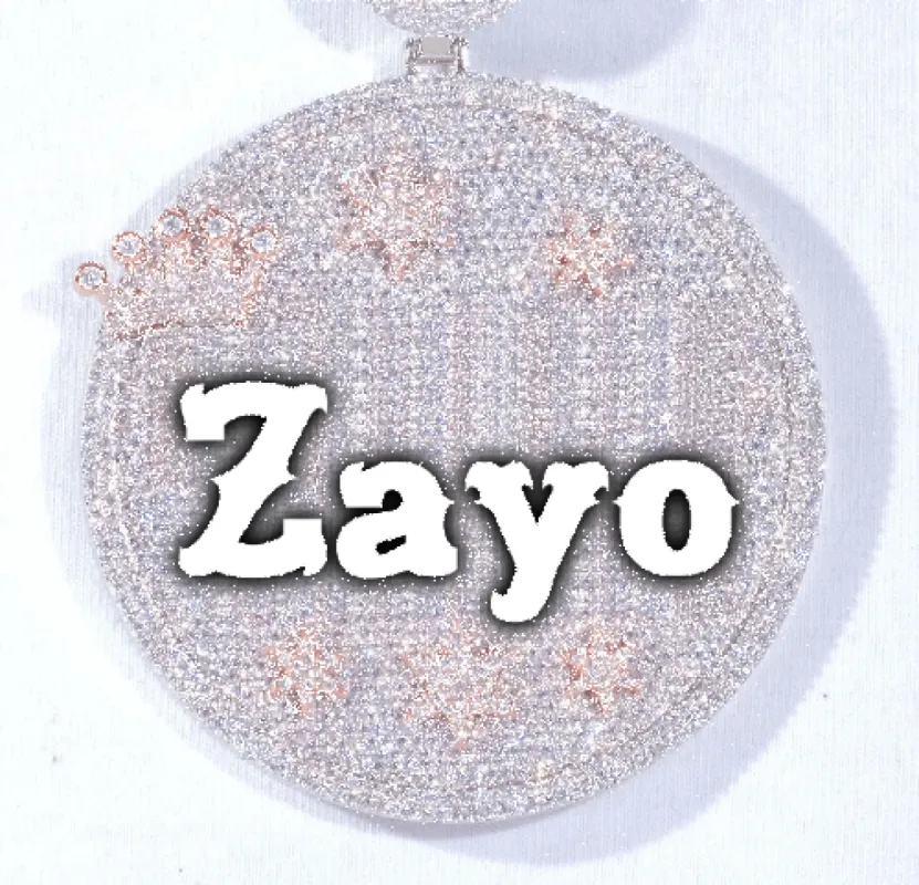 CUSTOM LETTER NECKLACE 3D BIG CROWN DISC made by The GUU Shop