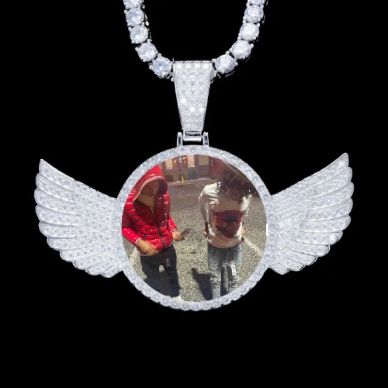 925S & VVS Moissanite 3D Wing Custom Picture Pendant sold by The GUU Shop