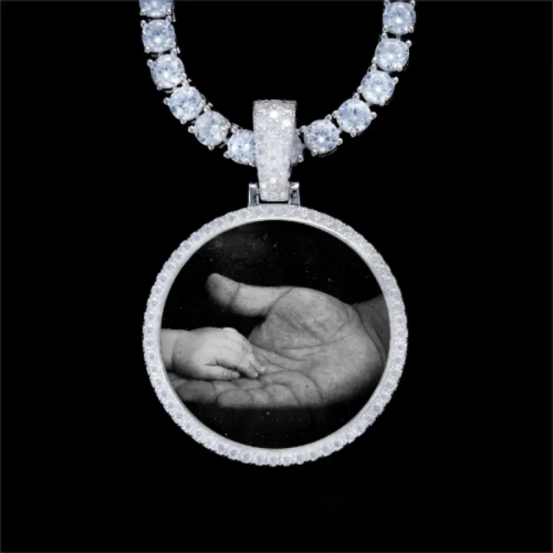 925S & VVS Moissanite 3D Circle Custom Picture Pendant sold by The GUU Shop