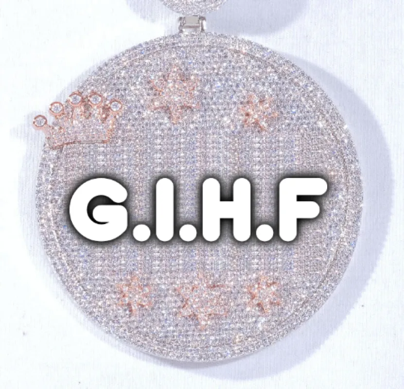 CUSTOM LETTER NECKLACE 3D BIG CROWN DISC made by The GUU Shop