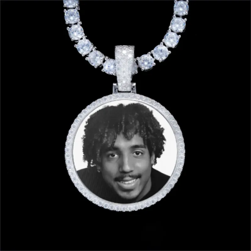925S & VVS Moissanite 3D Circle Custom Picture Pendant sold by The GUU Shop