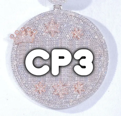 CUSTOM LETTER NECKLACE 3D BIG CROWN DISC sold by The GUU Shop