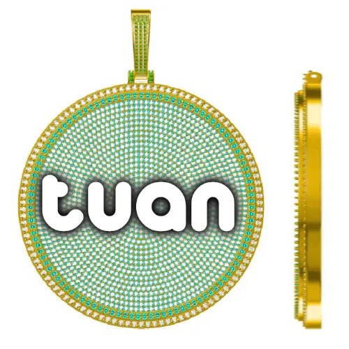 CUSTOM LETTER NECKLACE 3D BIG DISC sold by The GUU Shop