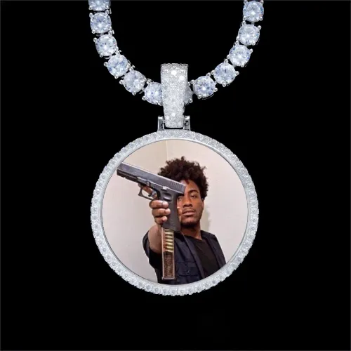 925S & VVS Moissanite 3D Circle Custom Picture Pendant sold by The GUU Shop