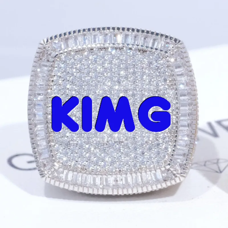 CUSTOM LETTER 3D ICED RING sold by The GUU Shop