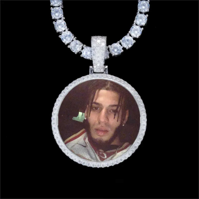 925S & VVS Moissanite 3D Circle Custom Picture Pendant sold by The GUU Shop