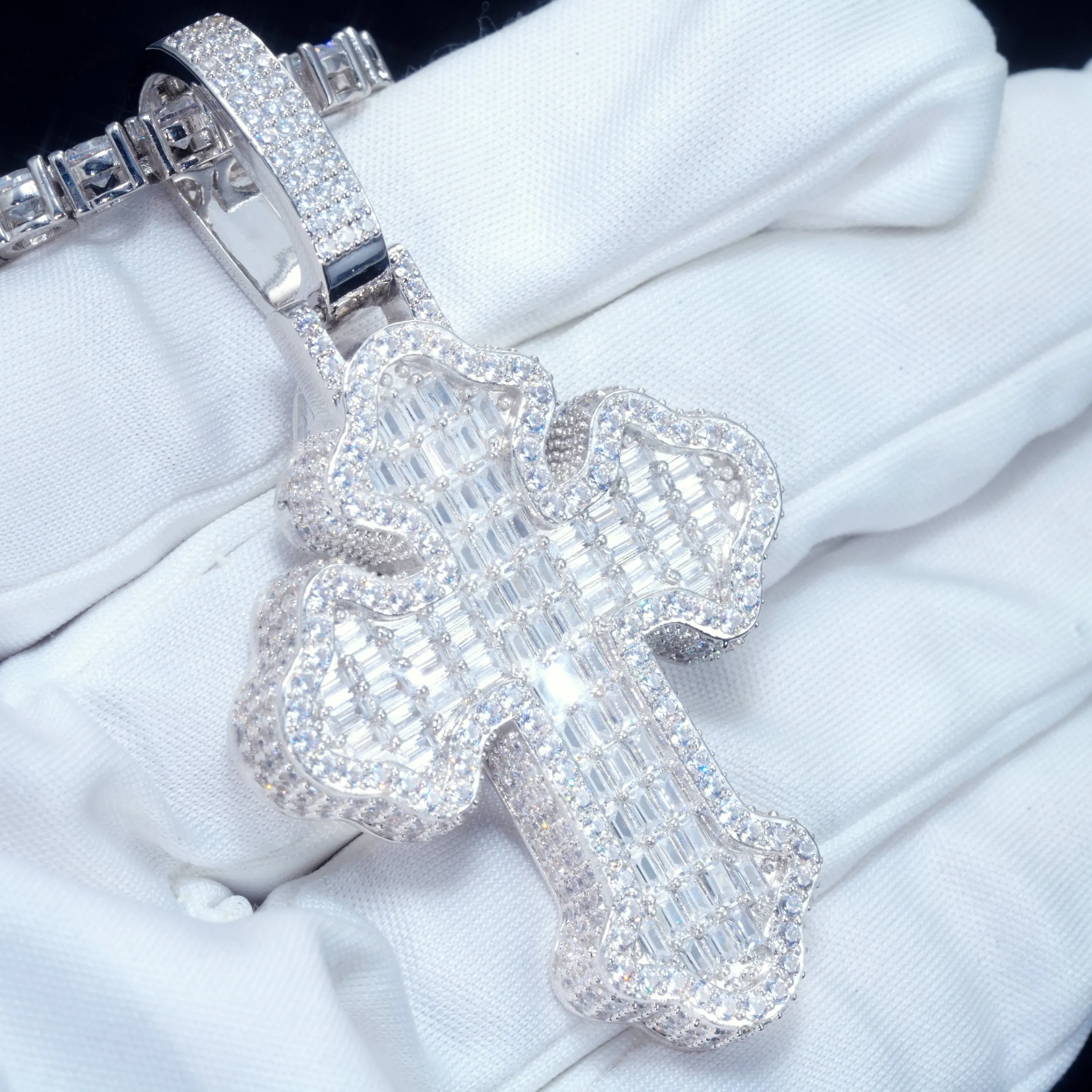 Iced Baguette Gothic Cross Necklace sold by The GUU Shop product image thumbnail 5