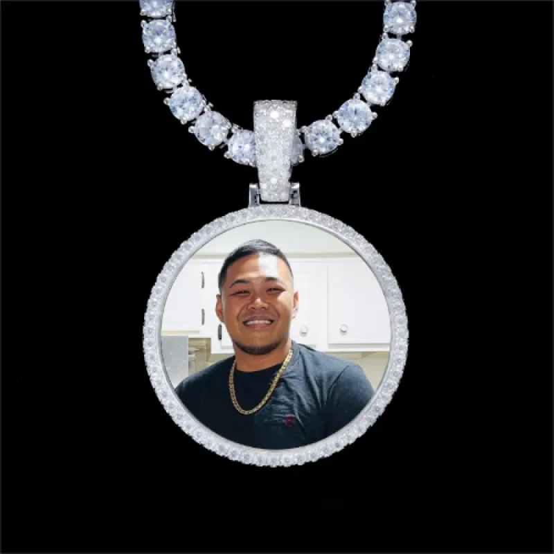 925S & VVS Moissanite 3D Circle Custom Picture Pendant sold by The GUU Shop