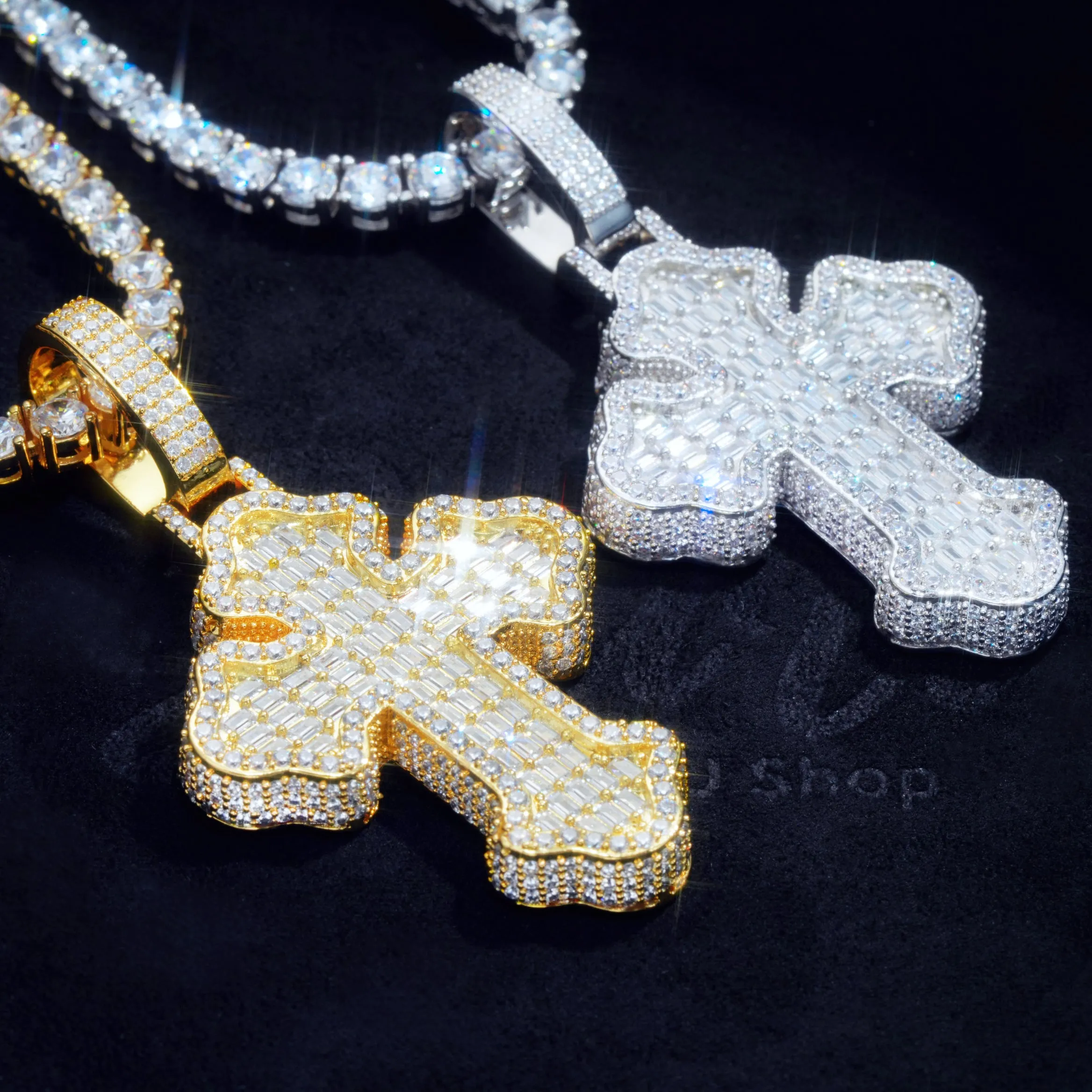 Iced Baguette Gothic Cross Necklace sold by The GUU Shop product image thumbnail 2