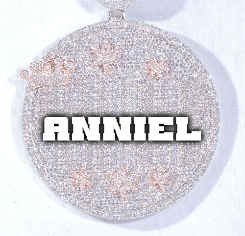 CUSTOM LETTER NECKLACE 3D BIG CROWN DISC sold by The GUU Shop