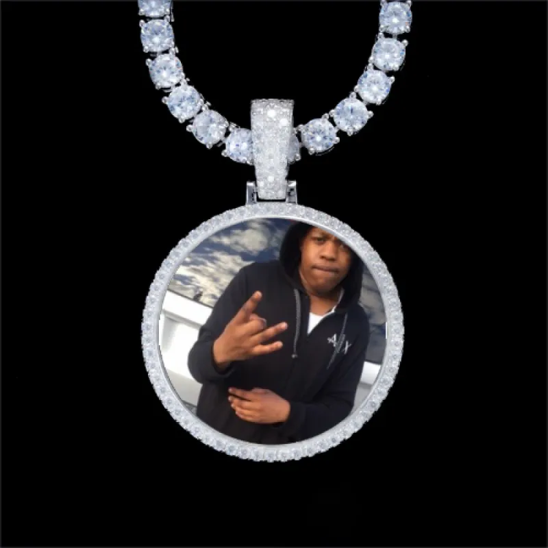 925S & VVS Moissanite 3D Circle Custom Picture Pendant sold by The GUU Shop