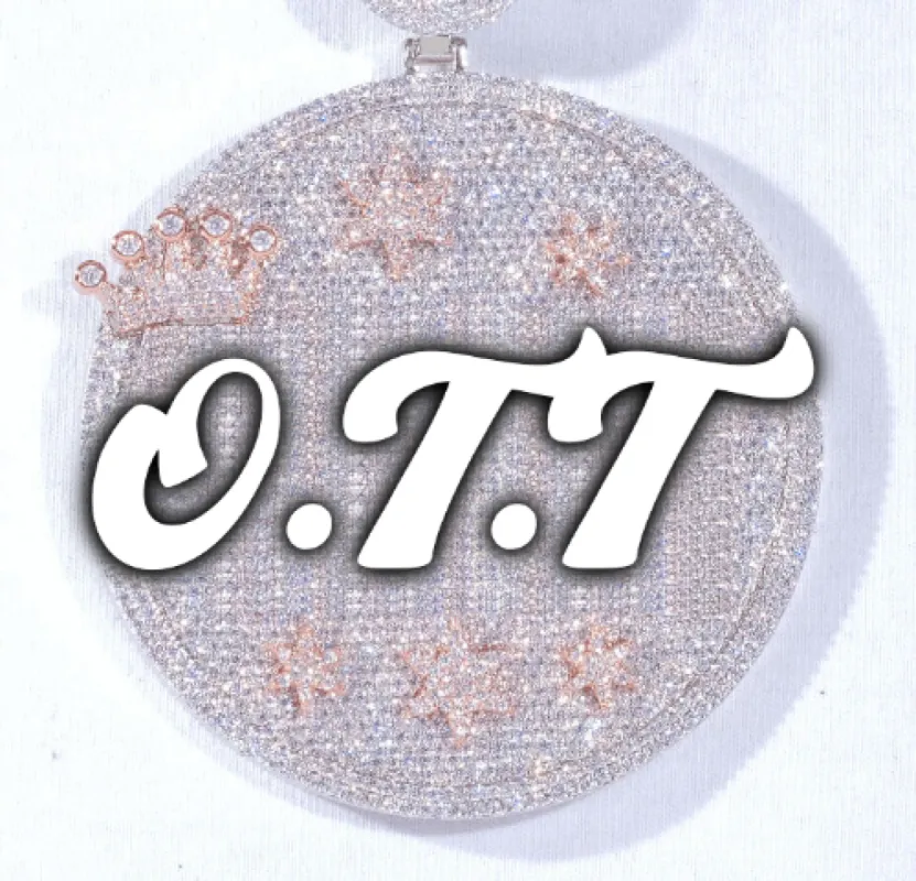 CUSTOM LETTER NECKLACE 3D BIG CROWN DISC sold by The GUU Shop