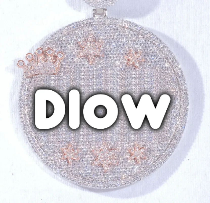 CUSTOM LETTER NECKLACE 3D BIG CROWN DISC sold by The GUU Shop