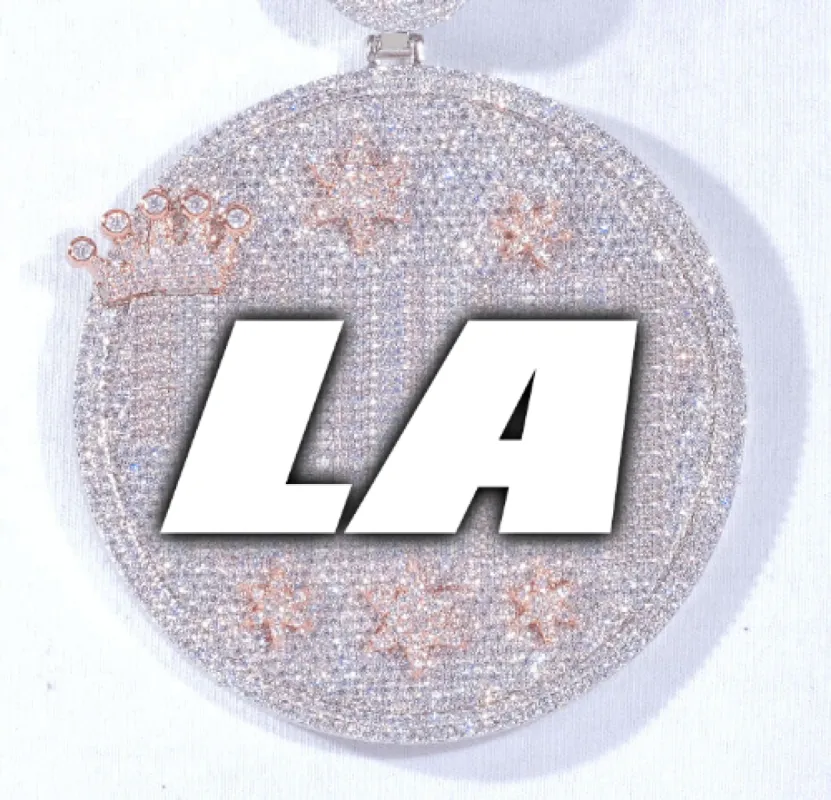 CUSTOM LETTER NECKLACE 3D BIG CROWN DISC sold by The GUU Shop