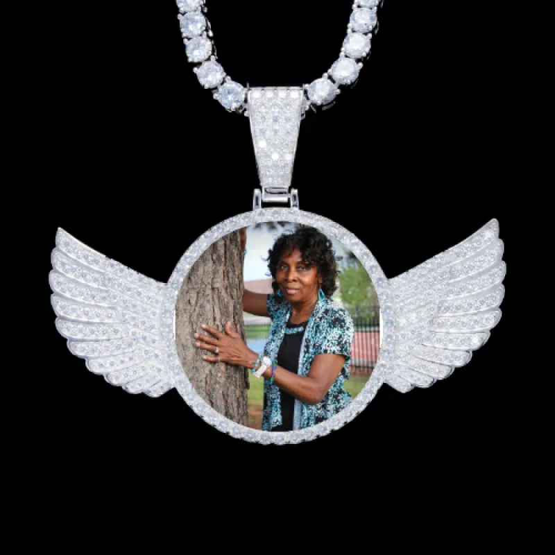 925S & VVS Moissanite 3D Wing Custom Picture Pendant sold by The GUU Shop