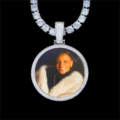 925S & VVS Moissanite 3D Circle Custom Picture Pendant sold by The GUU Shop