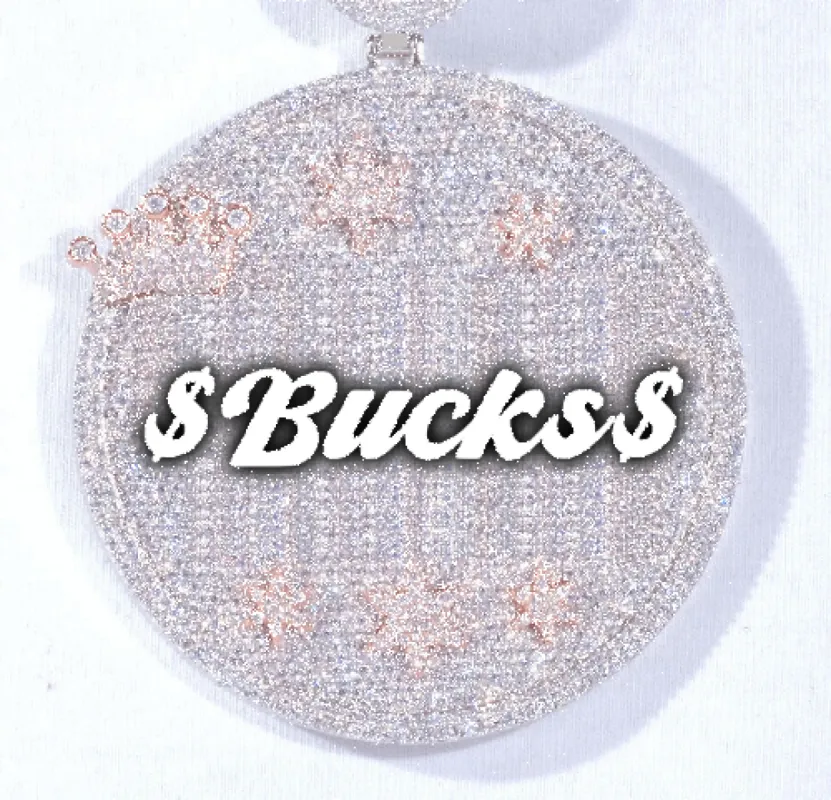 CUSTOM LETTER NECKLACE 3D BIG CROWN DISC sold by The GUU Shop