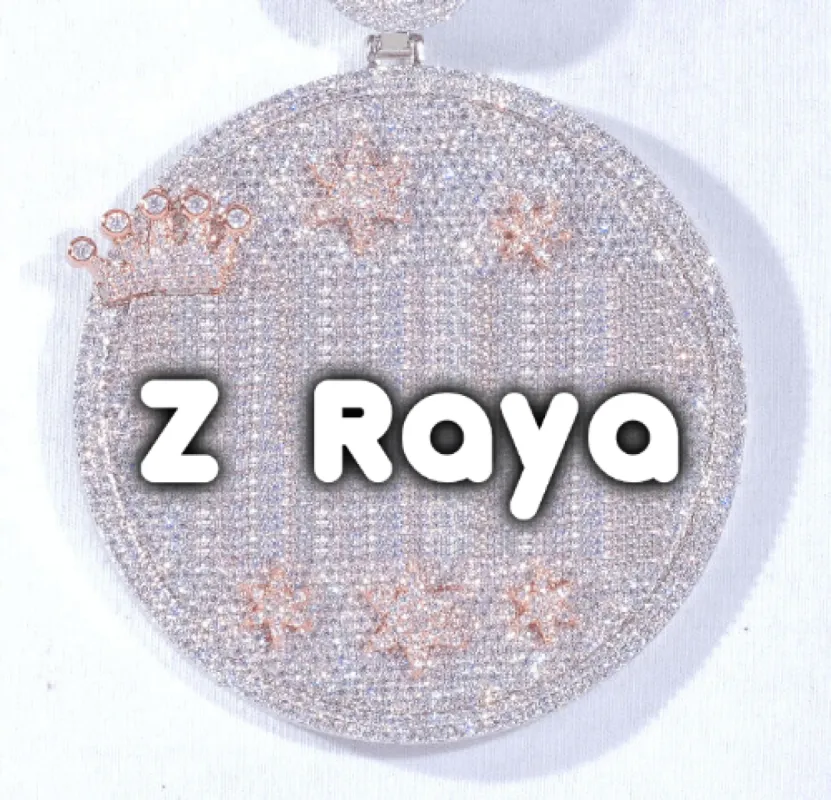 CUSTOM LETTER NECKLACE 3D BIG CROWN DISC sold by The GUU Shop