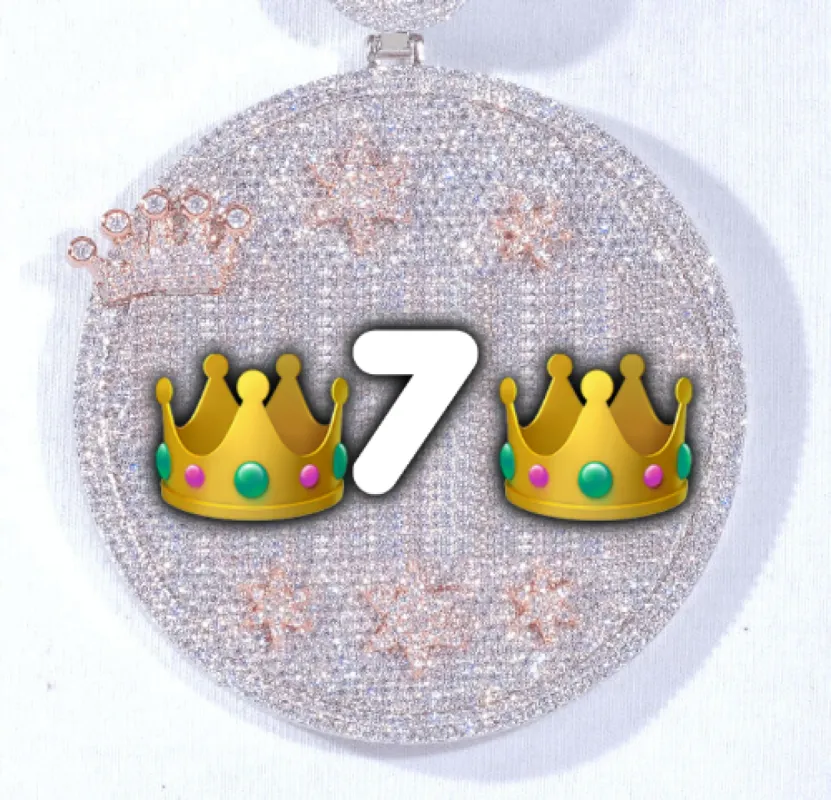 CUSTOM LETTER NECKLACE 3D BIG CROWN DISC sold by The GUU Shop