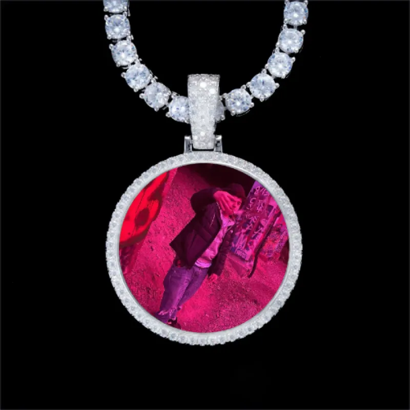 925S & VVS Moissanite 3D Circle Custom Picture Pendant sold by The GUU Shop