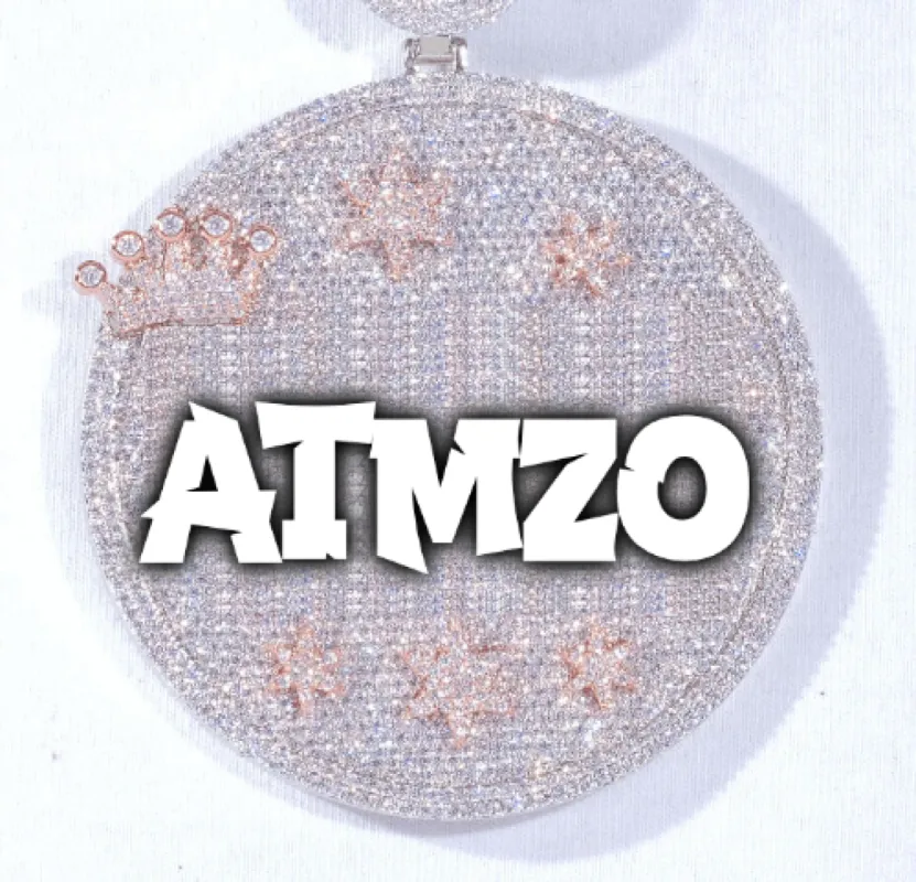 CUSTOM LETTER NECKLACE 3D BIG CROWN DISC sold by The GUU Shop