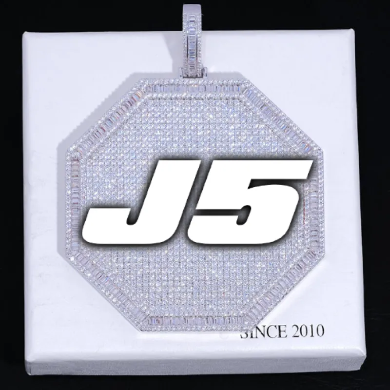 CUSTOM LETTER NECKLACE 3D BIG OCTAGON sold by The GUU Shop