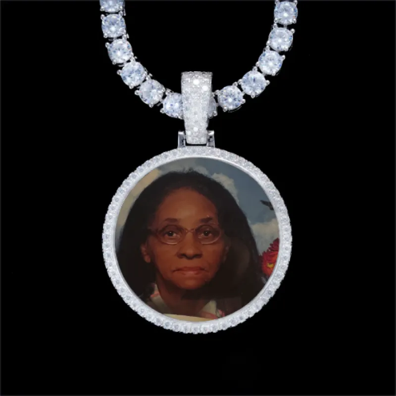 925S & VVS Moissanite 3D Circle Custom Picture Pendant sold by The GUU Shop