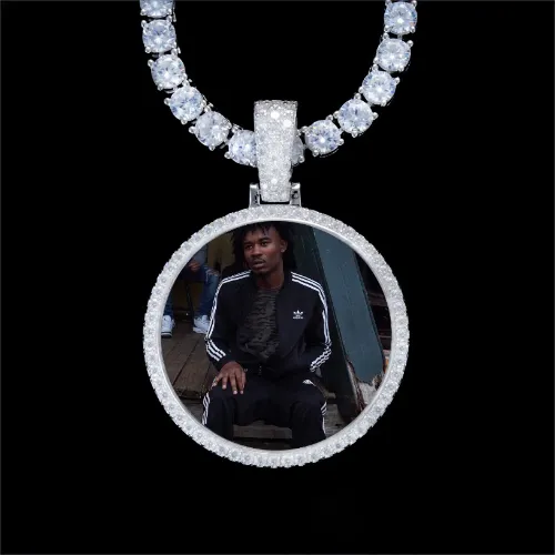 925S & VVS Moissanite 3D Circle Custom Picture Pendant sold by The GUU Shop