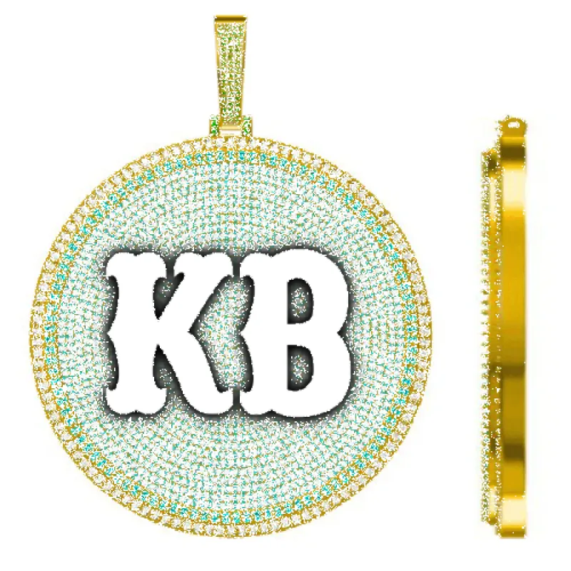 CUSTOM LETTER NECKLACE 3D BIG DISC sold by The GUU Shop