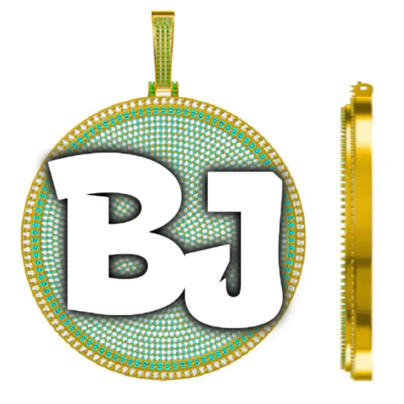 CUSTOM LETTER NECKLACE 3D BIG DISC sold by The GUU Shop