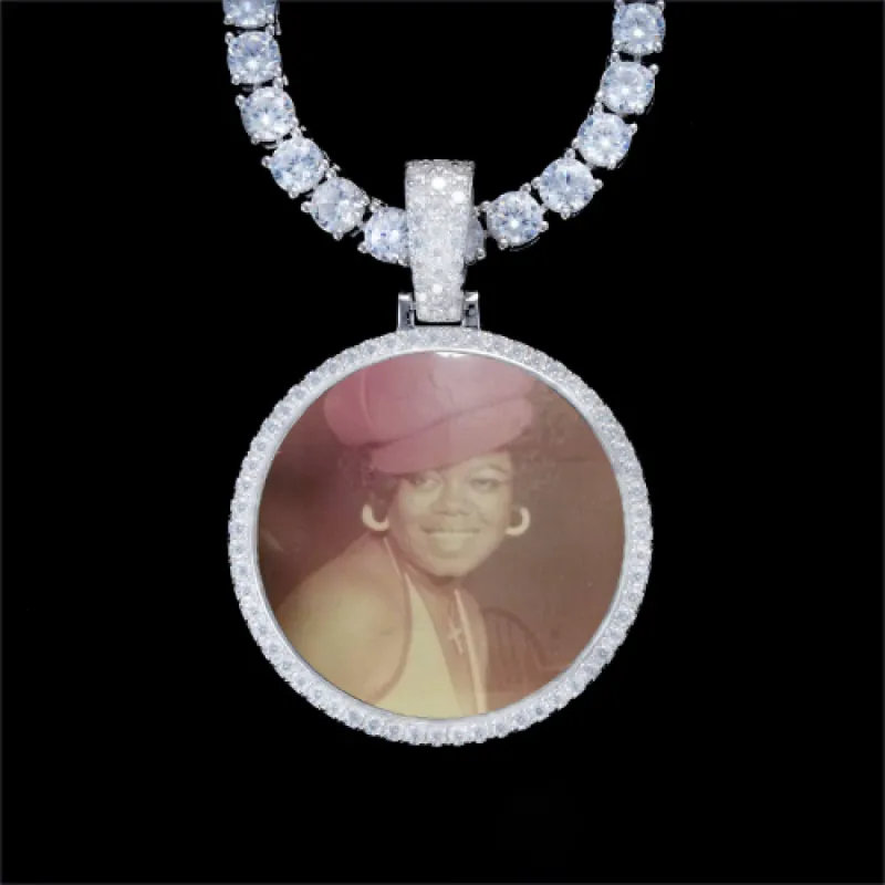 925S & VVS Moissanite 3D Circle Custom Picture Pendant sold by The GUU Shop